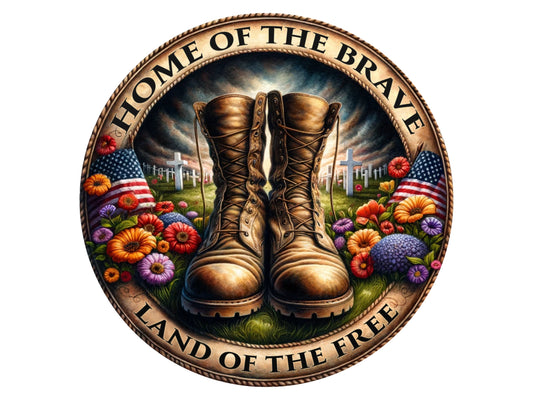 Patriotic Soldiers Boots wreath sign, army wreath sign, Armed Forces boots wreath attachment, America sign, Patriotic sign