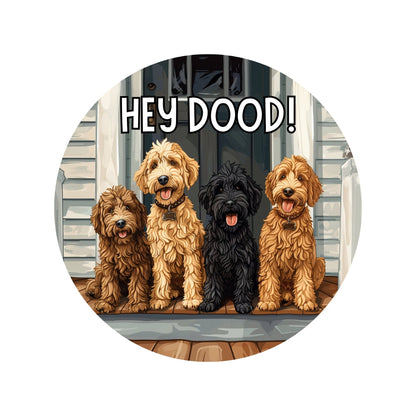 Goldendoodle Wreath Sign, Round Metal Doodle Sign, Year Round Wreath Attachment, Golden Doodle Lover Sign, SWS62824-1
