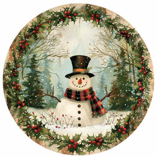 Rustic Snowman winter wreath sign,