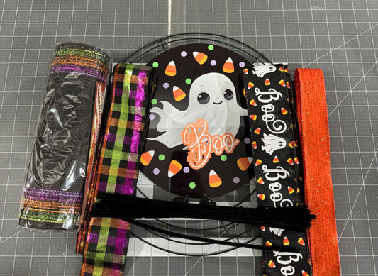 Halloween Wreath Kit, Cute Ghost DIY Wreath