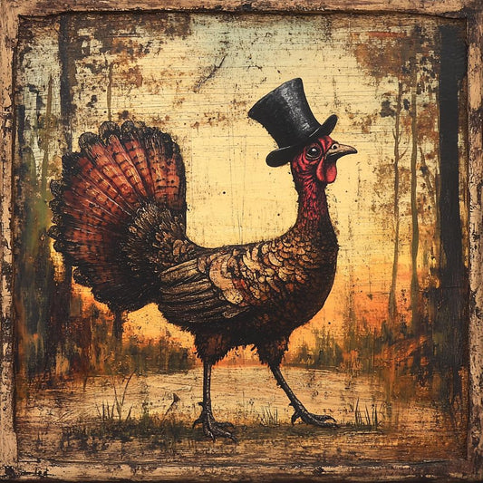 Vintage Thanksgiving Wreath Sign, Turkey Wall Decor, Square DIY Sign for Crafting, Fall Metal Sign, Rustic Porch Leaner, SWS-091224-4