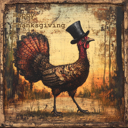 Vintage Thanksgiving Wreath Sign, Turkey Wall Decor, Square DIY Sign for Crafting, Fall Metal Sign, Rustic Porch SIgn, SWS-091224-2