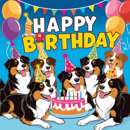 Australian Shepherd Birthday Square Metal Wreath Sign, Birthday Party Sign for DIY Crafts, Dog Lover Wreath Sign, Aussie Party Decor