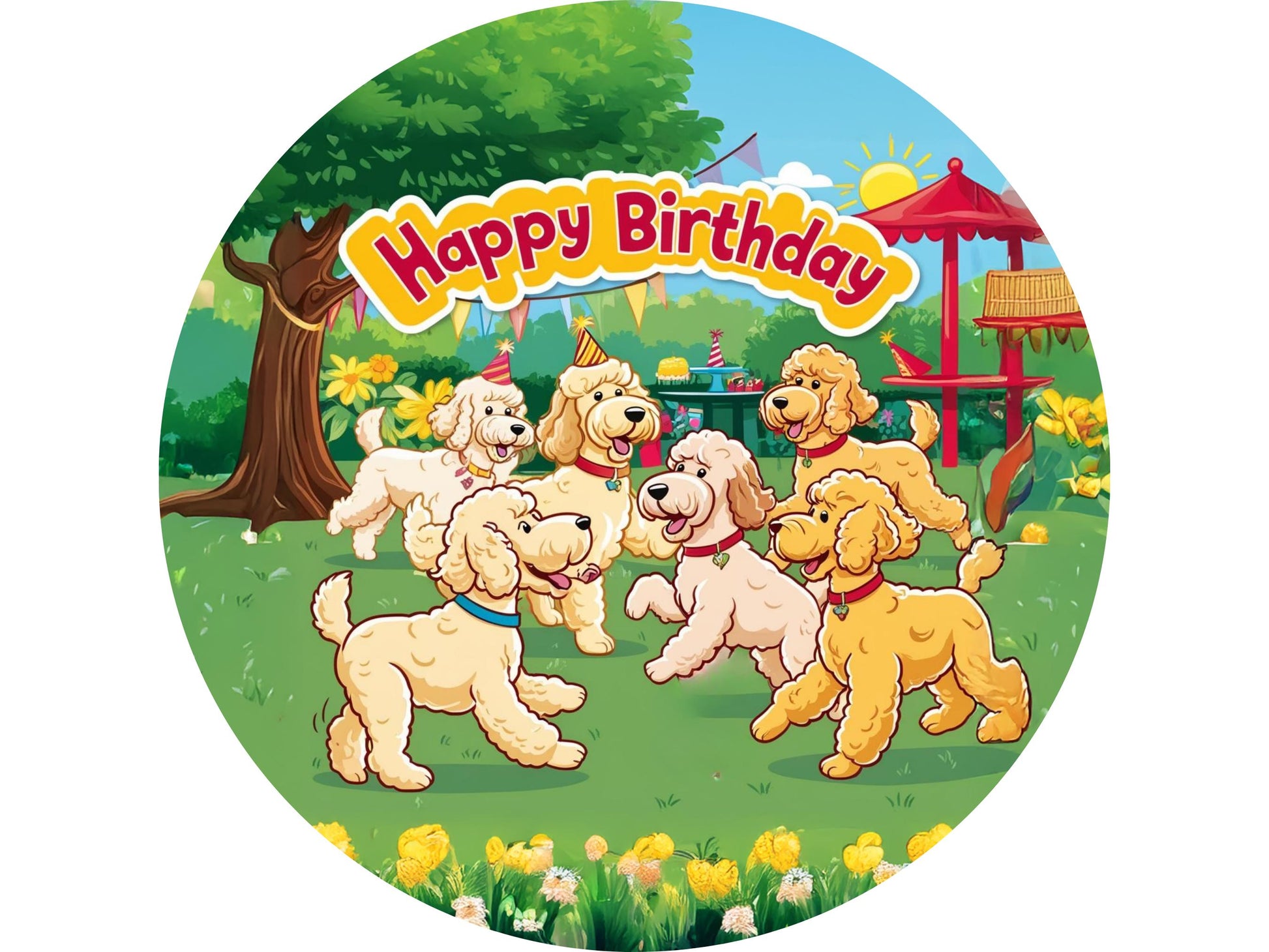 Golden Retriever Birthday Round Metal Wreath Sign, Birthday Party Sign for DIY Crafts, Dog Lover Wreath Sign, Golden Retriever Party Decor