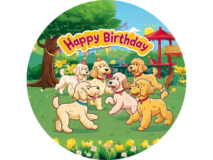 Golden Retriever Birthday Round Metal Wreath Sign, Birthday Party Sign for DIY Crafts, Dog Lover Wreath Sign, Golden Retriever Party Decor