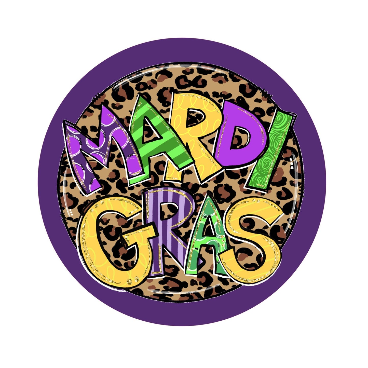 Mardi gras wreath sign, Louisiana celebration, round signs for wreaths, New Orleans fat tuesday celebration
