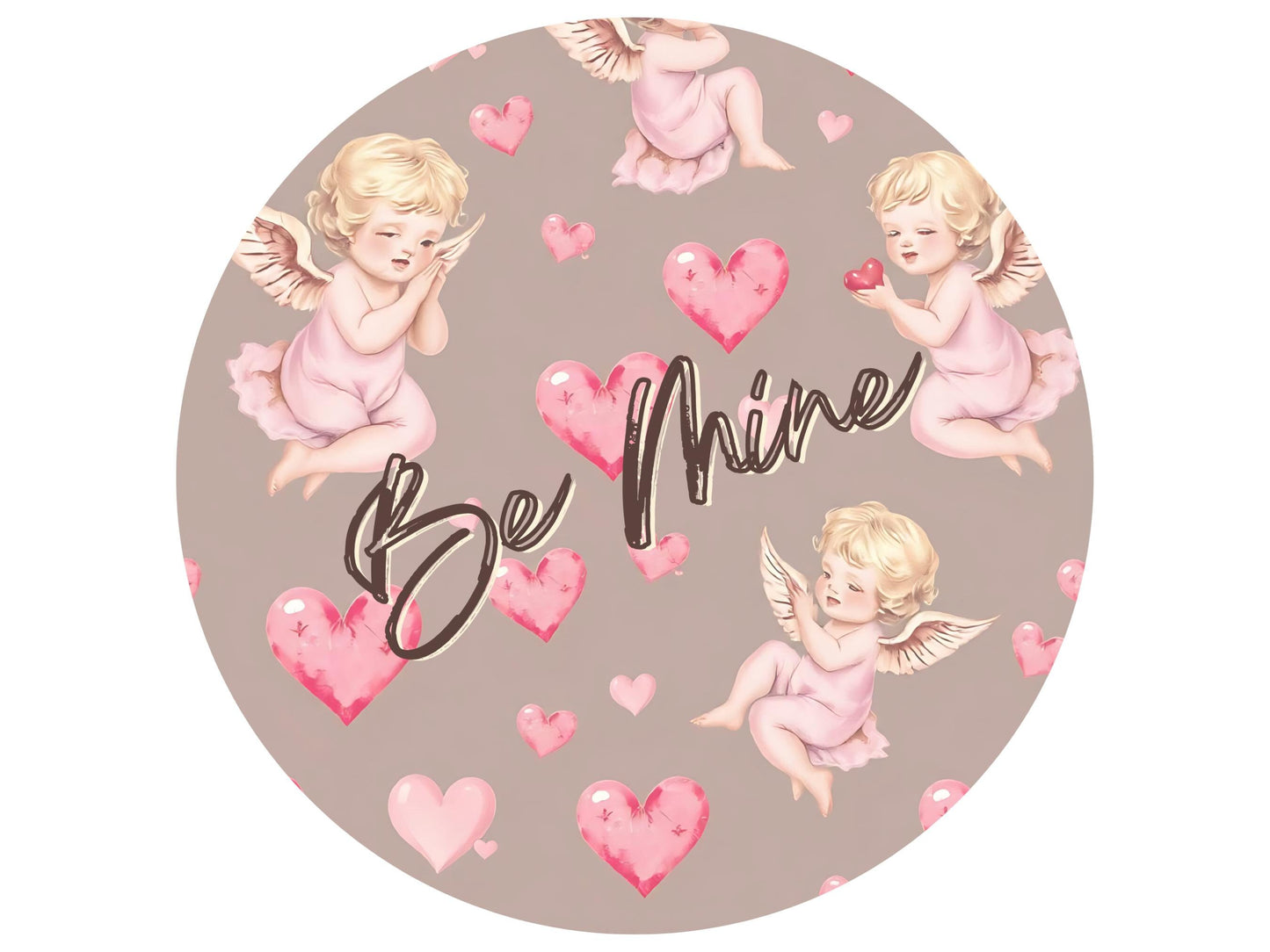 Happy Valentine's Day with Cupid Round Metal Wreath Sign, Heart Sign for DIY Crafting, Wreath Supplies, Valentine Wall Decorations,