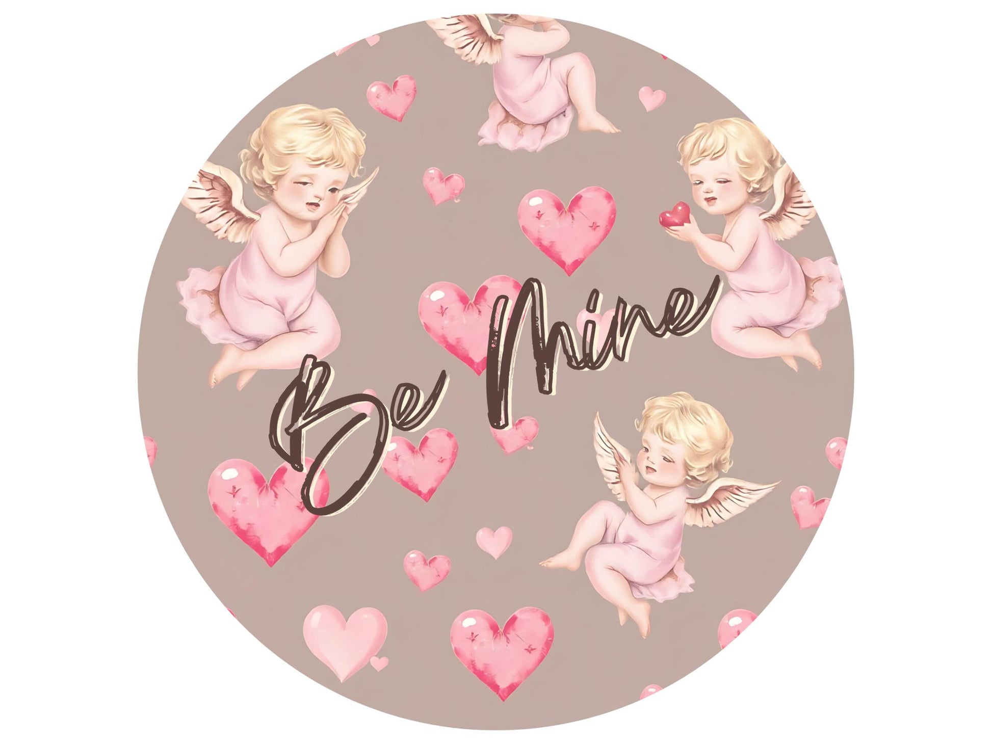 Happy Valentine's Day with Cupid Round Metal Wreath Sign, Heart Sign for DIY Crafting, Wreath Supplies, Valentine Wall Decorations,