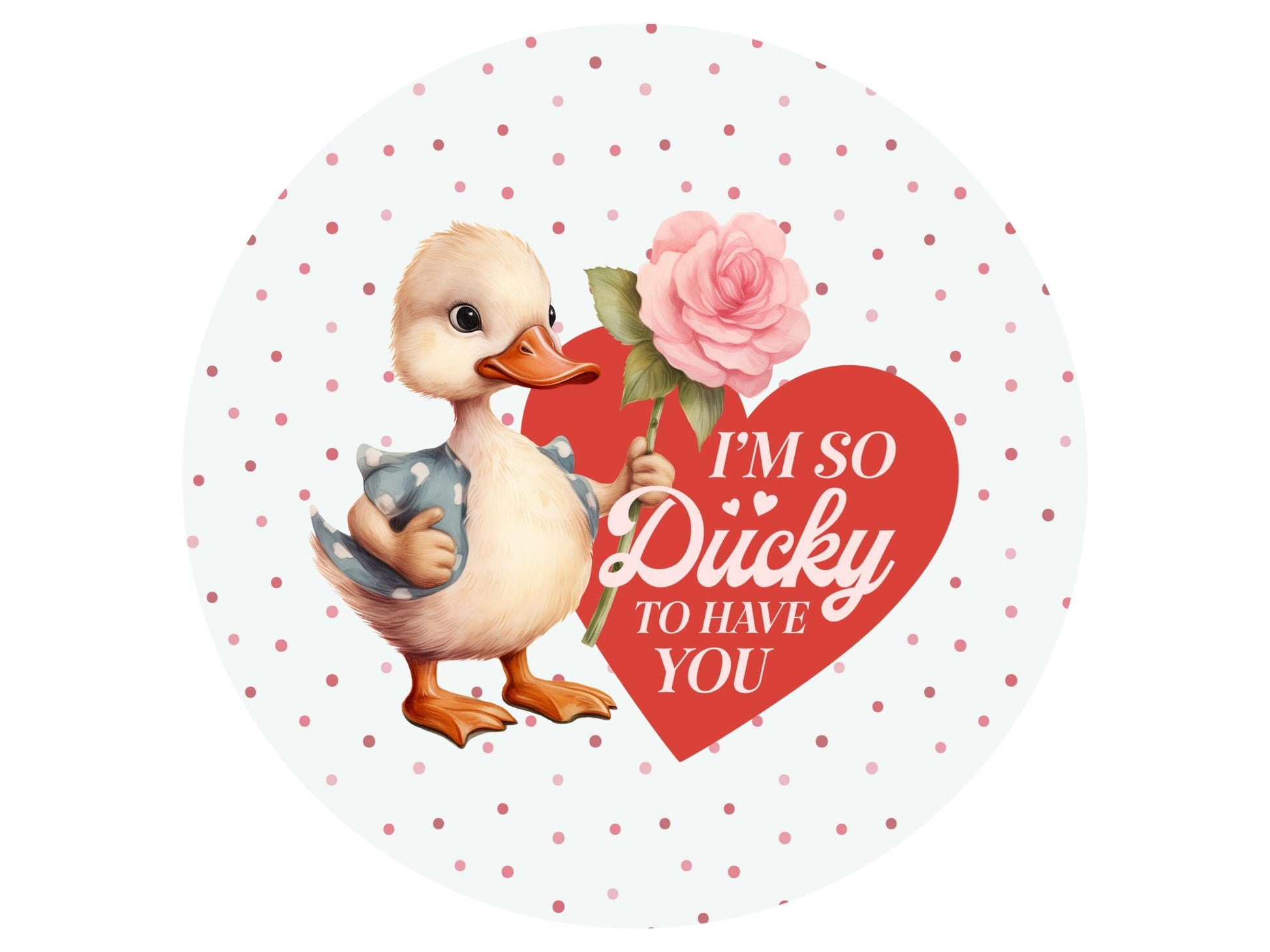 Ducky to Have You Round Metal Wreath Sign, Duck Valentine Sign for DIY Crafting, Wreath Supplies, Farm Animal Valentine Art,