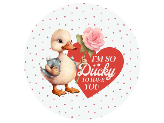 Ducky to Have You Round Metal Wreath Sign, Duck Valentine Sign for DIY Crafting, Wreath Supplies, Farm Animal Valentine Art,