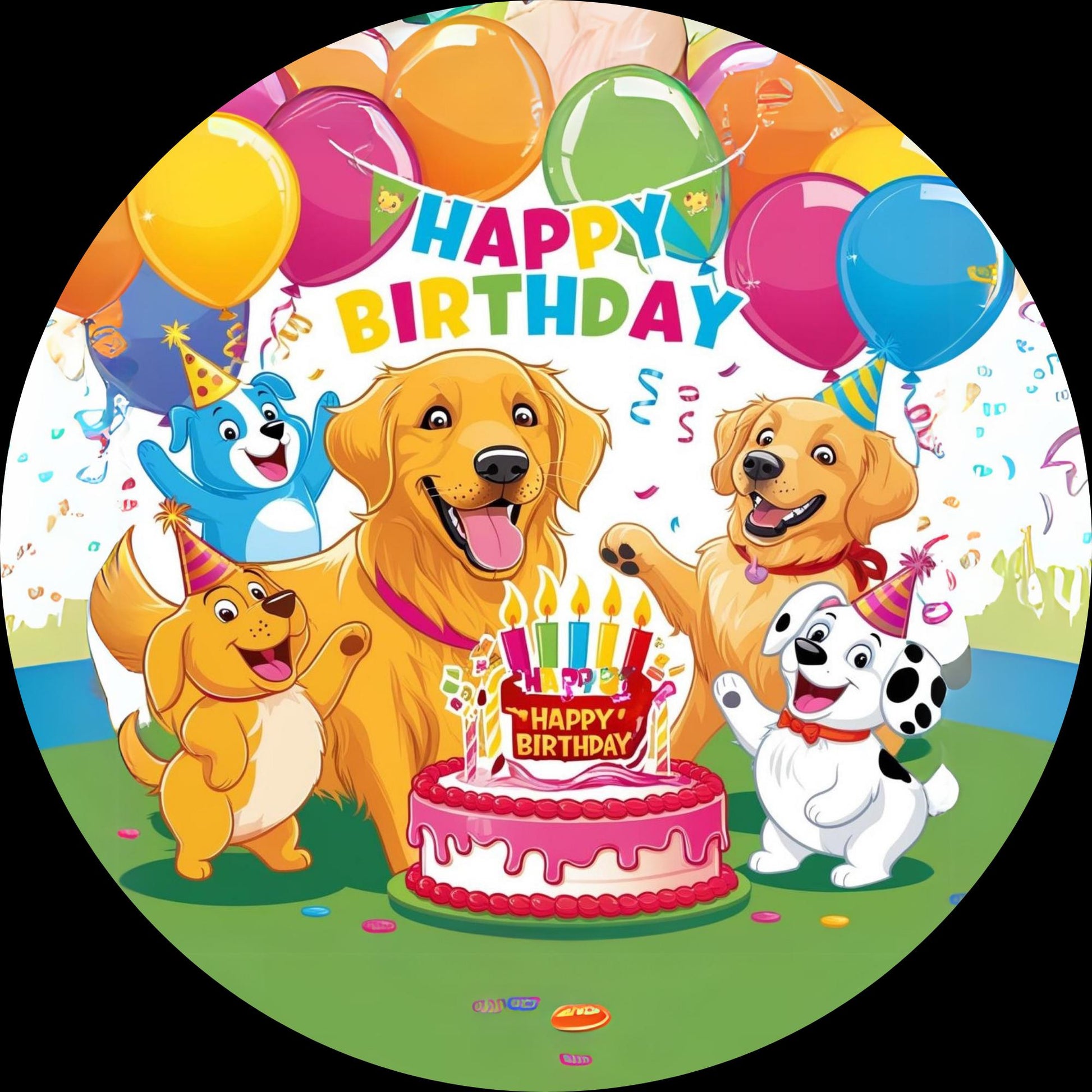 Golden Retriever Birthday Round Metal Wreath Sign, Birthday Party Sign for DIY Crafts, Dog Lover Wreath Sign, Golden Retriever Party Decor