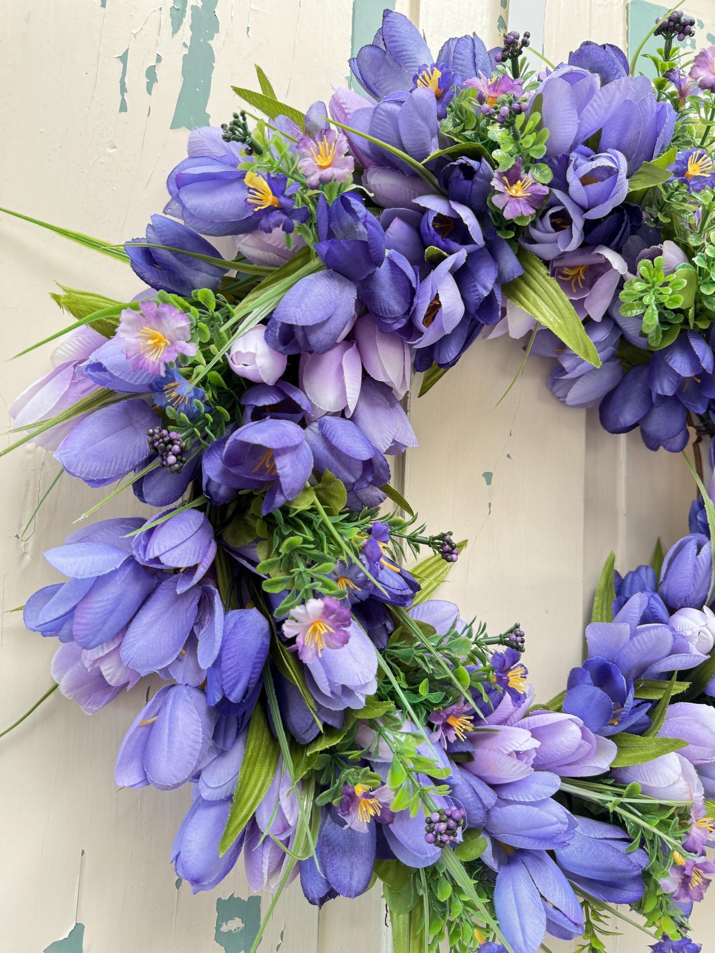 Purple Tulip Wreath, Large Spring Wreath For Front Door, Bouquet of Tulips, Blended Purple Flower Doorhanger, Mothers Day Gift Idea