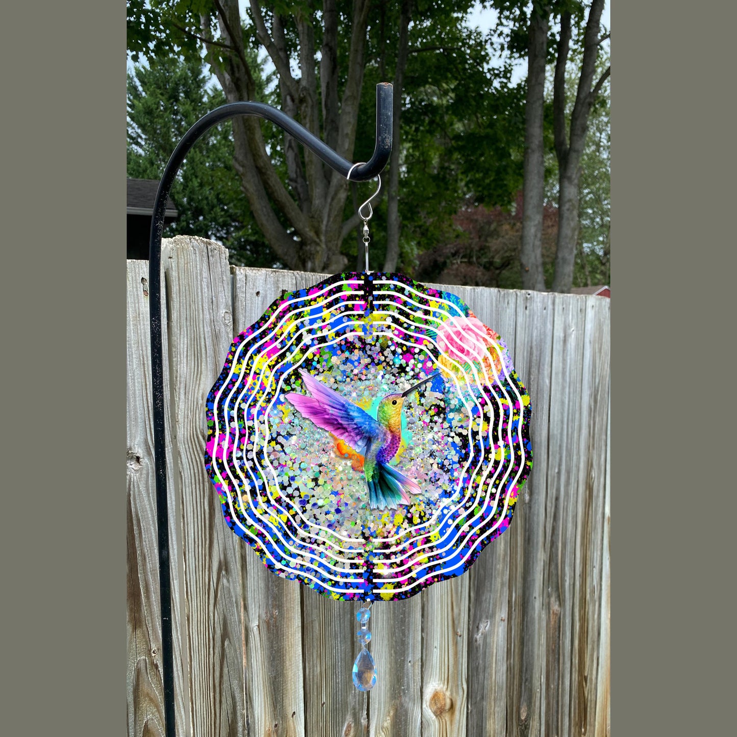 Hummingbird Wind Spinner, Hanging Colorful Hummingbird Kinetic Wind Art, Hummingbird Garden Gifts, Yard Art Patio Garden Scupture