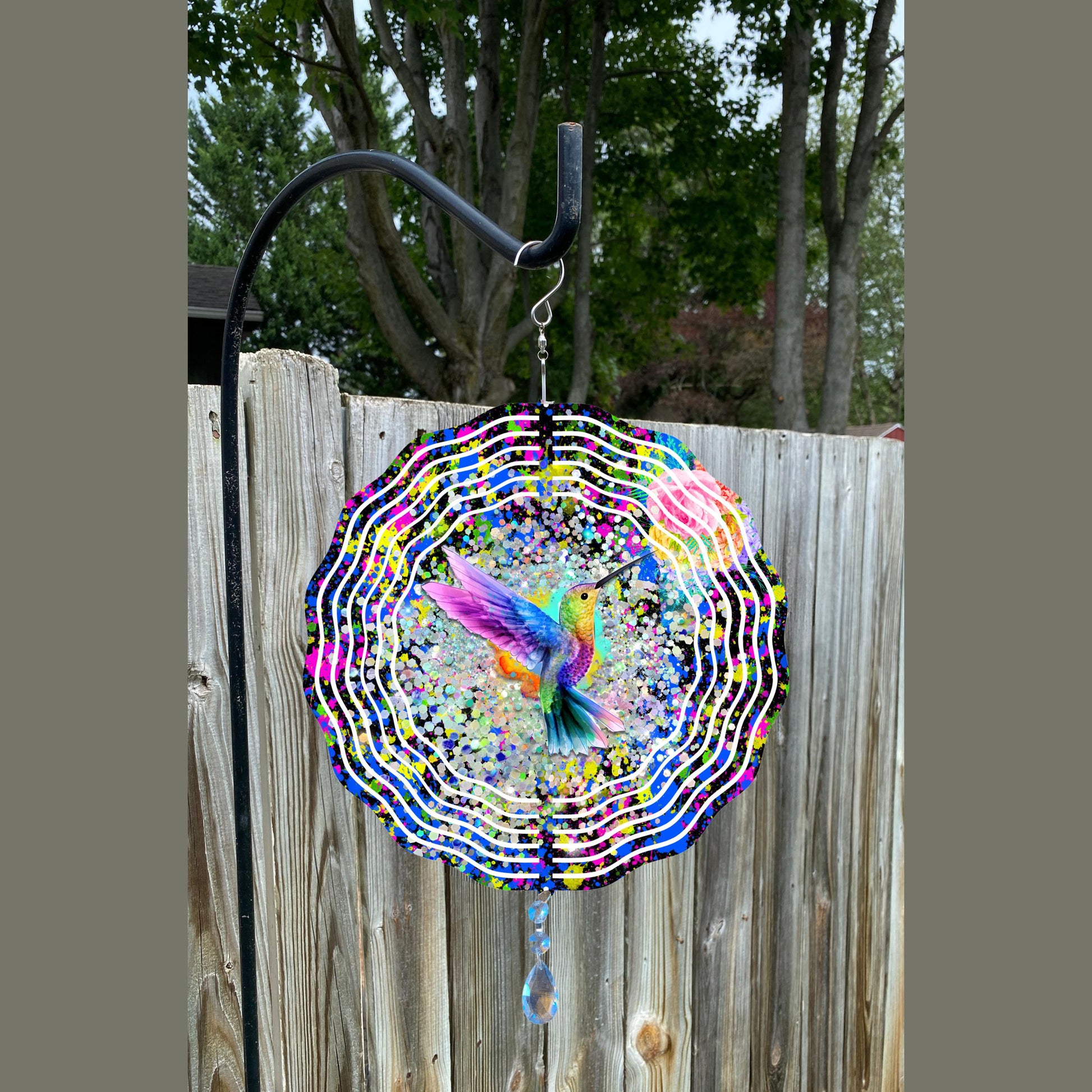 Hummingbird Wind Spinner, Hanging Colorful Hummingbird Kinetic Wind Art, Hummingbird Garden Gifts, Yard Art Patio Garden Scupture