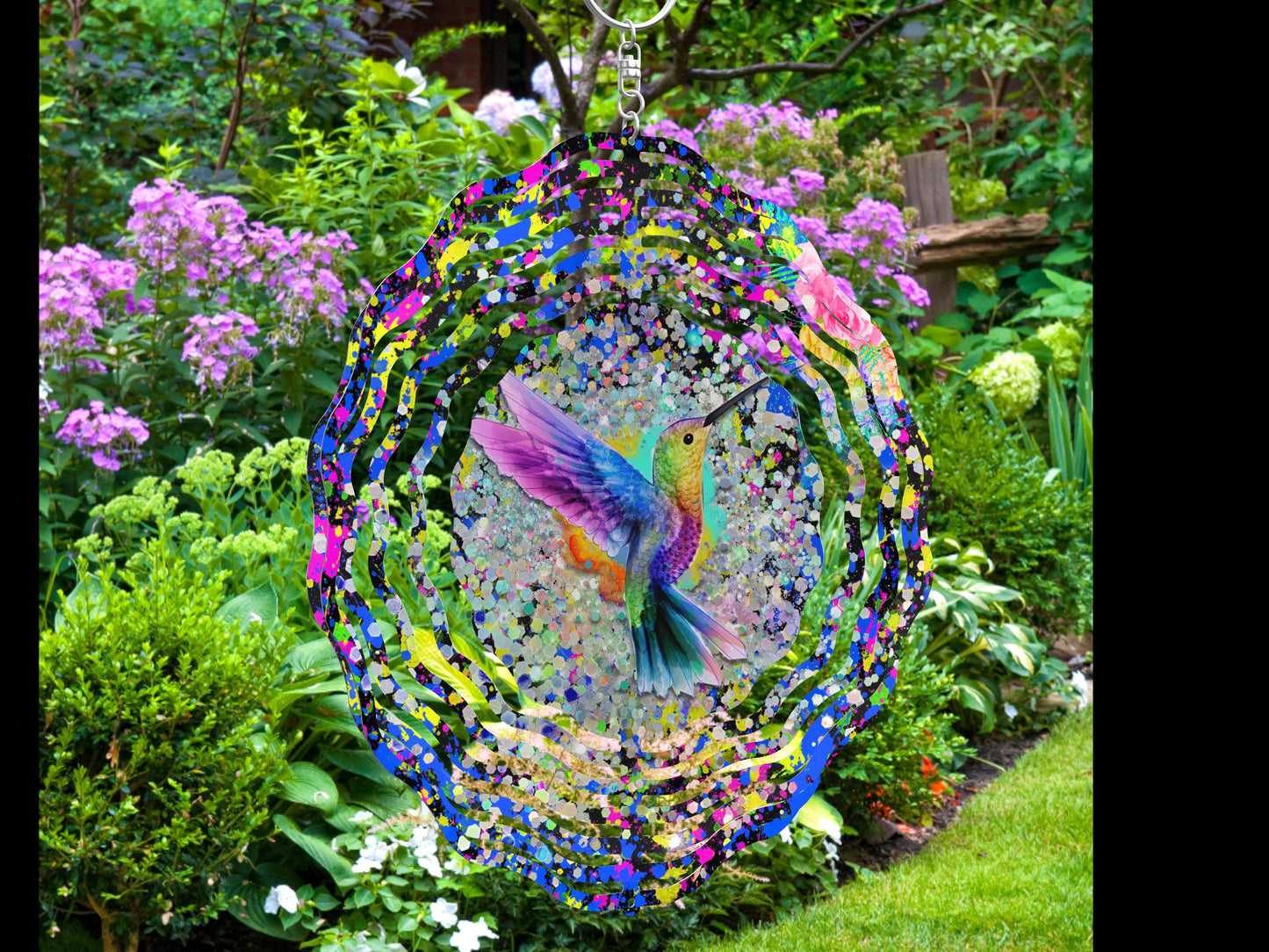 Hummingbird Wind Spinner, Hanging Colorful Hummingbird Kinetic Wind Art, Hummingbird Garden Gifts, Yard Art Patio Garden Scupture