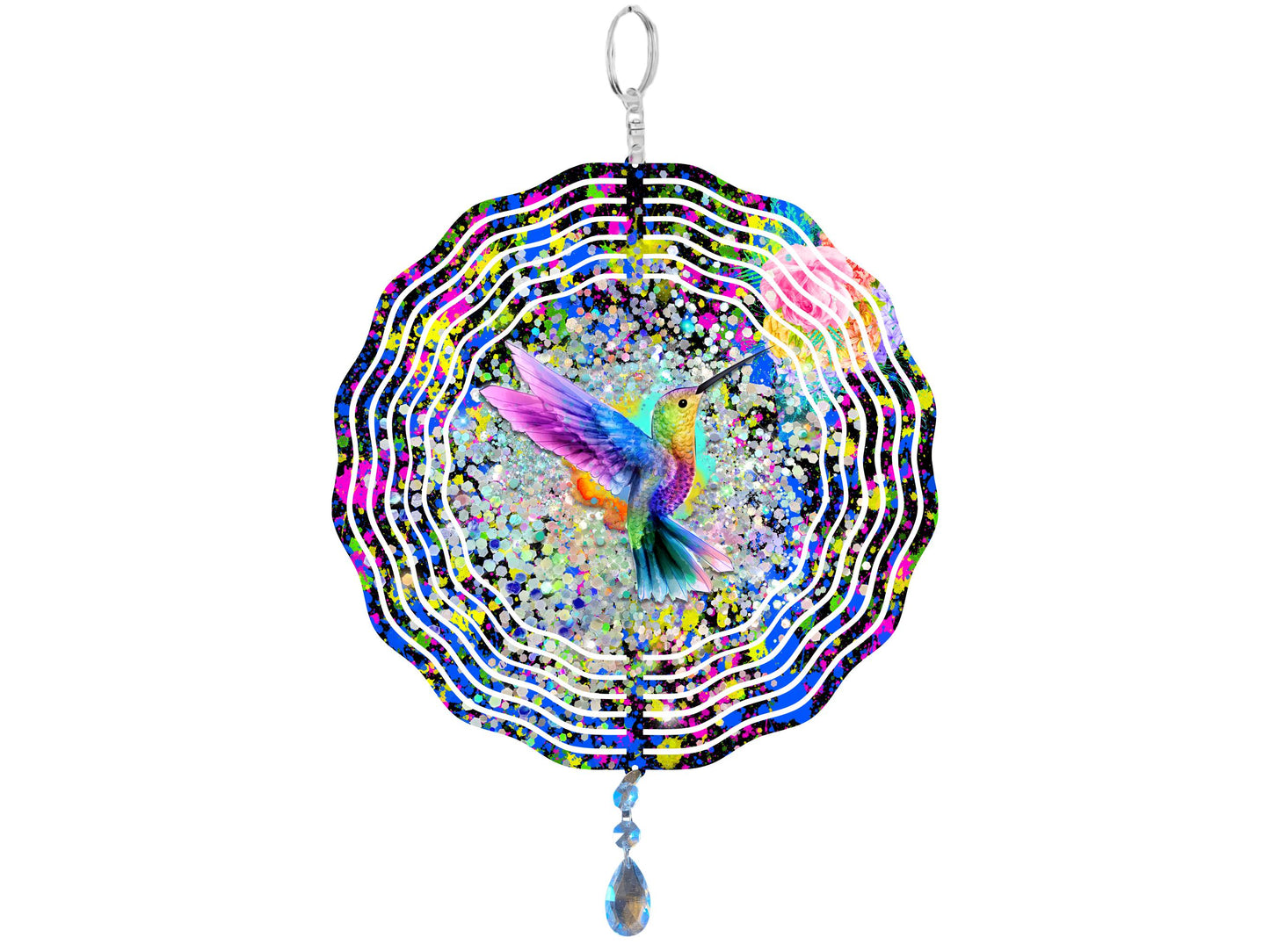 Hummingbird Wind Spinner, Hanging Colorful Hummingbird Kinetic Wind Art, Hummingbird Garden Gifts, Yard Art Patio Garden Scupture