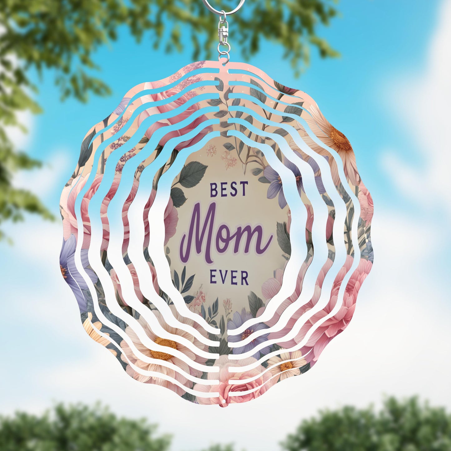 Best Mom Ever Floral Wind Spinner, Mothers Day Gift Flower Wind Sun Catcher, Gardener Gift, Garden Lover Gift