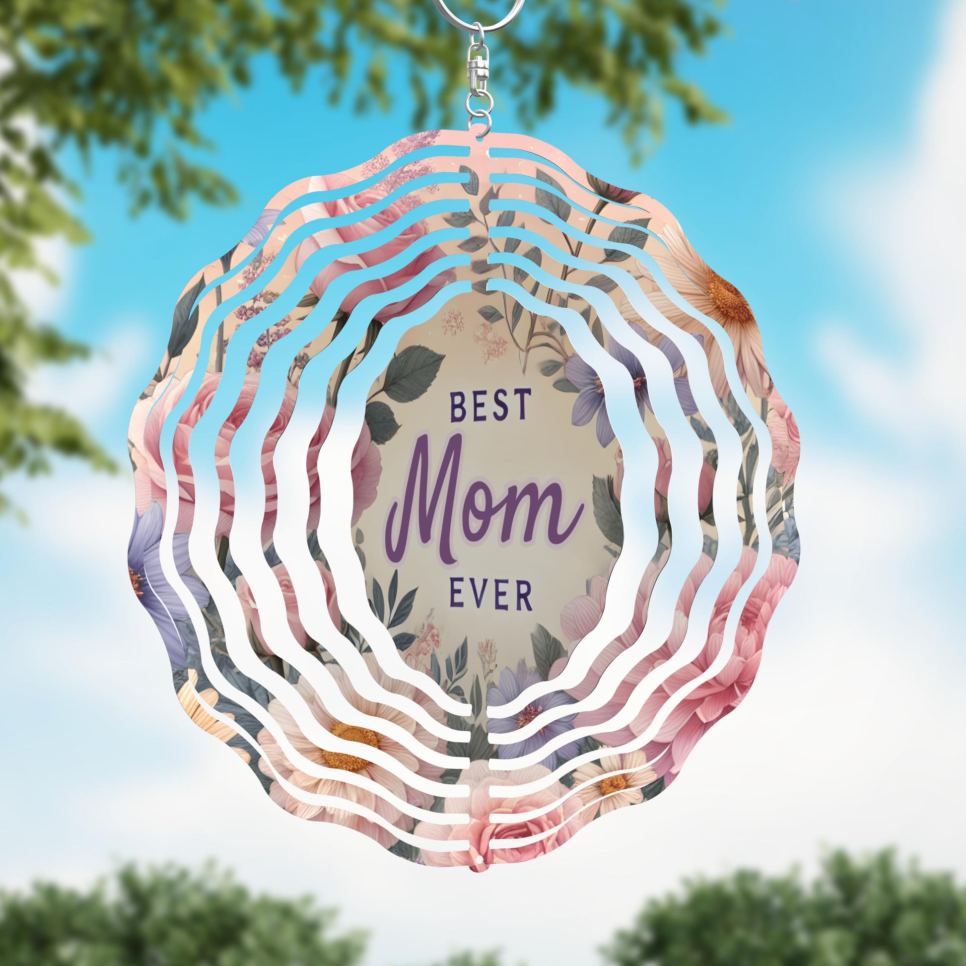 Best Mom Ever Floral Wind Spinner, Mothers Day Gift Flower Wind Sun Catcher, Gardener Gift, Garden Lover Gift