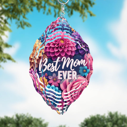 Best Mom Ever Bright Floral Wind Spinner, Mothers Day Gift Flower Wind Sun Catcher, Gardener Gift, Garden Lover Gift