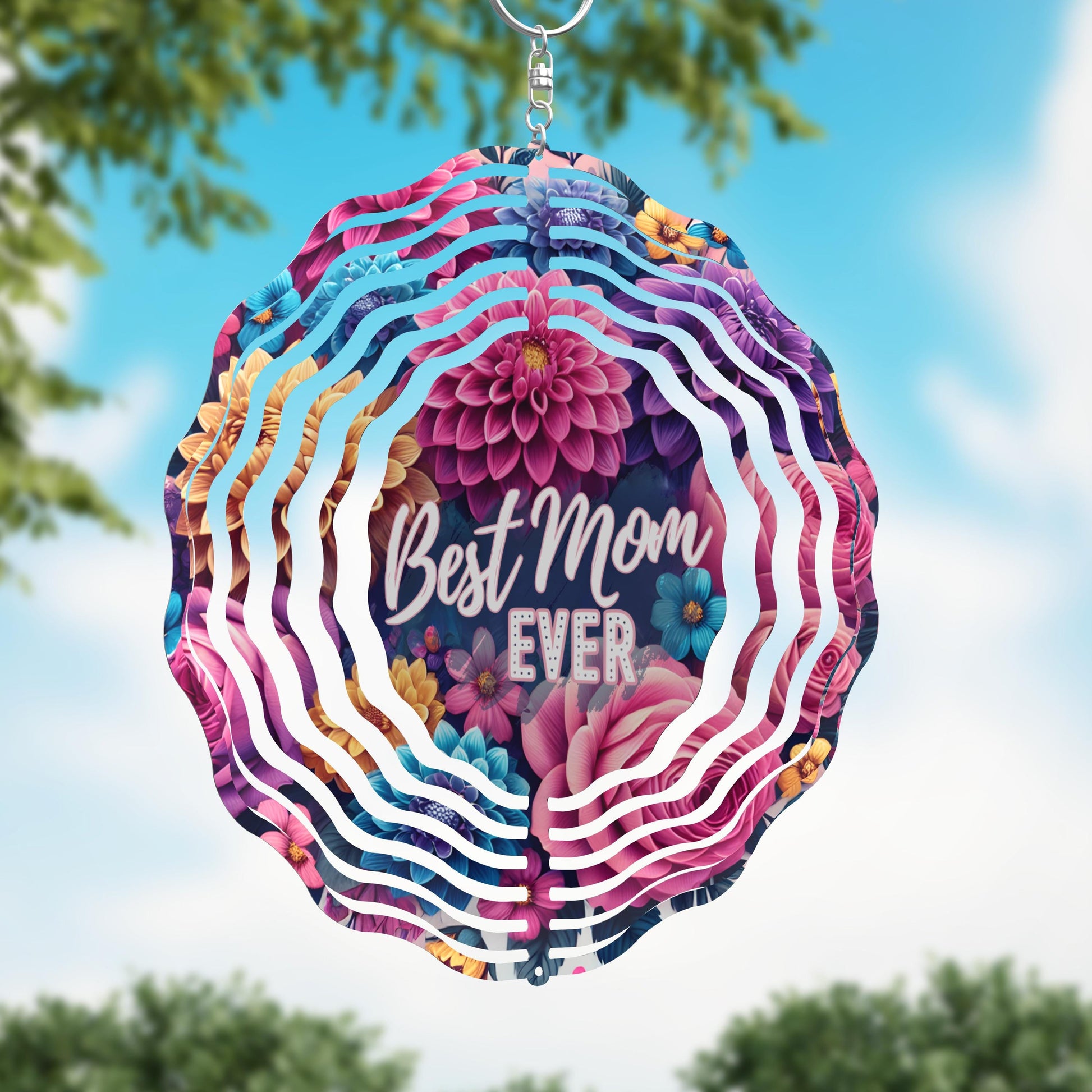 Best Mom Ever Bright Floral Wind Spinner, Mothers Day Gift Flower Wind Sun Catcher, Gardener Gift, Garden Lover Gift