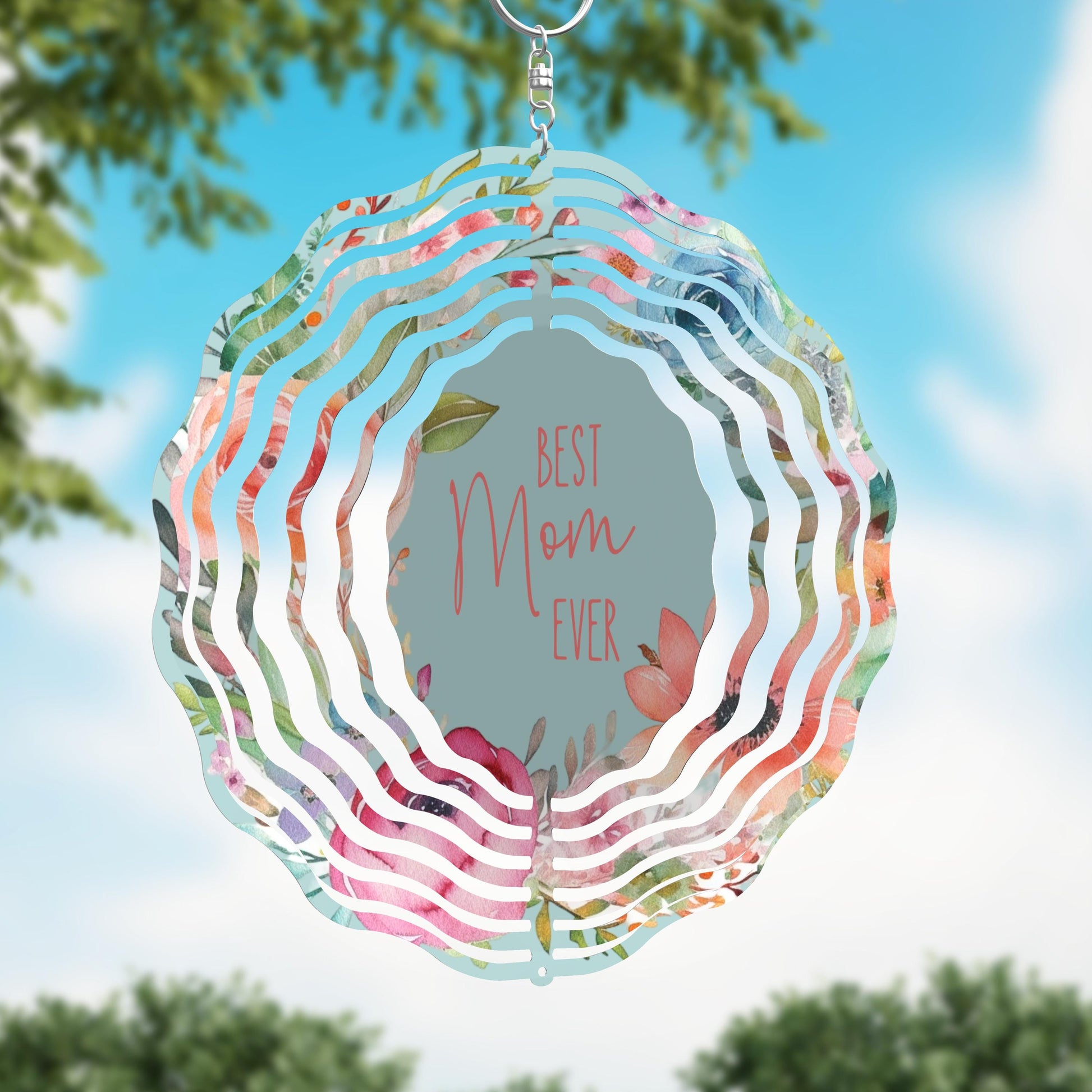 Best Mom Ever Pastel Floral Wind Spinner, Mothers Day Gift Flower Wind Sun Catcher, Gardener Gift, Garden Lover Gift