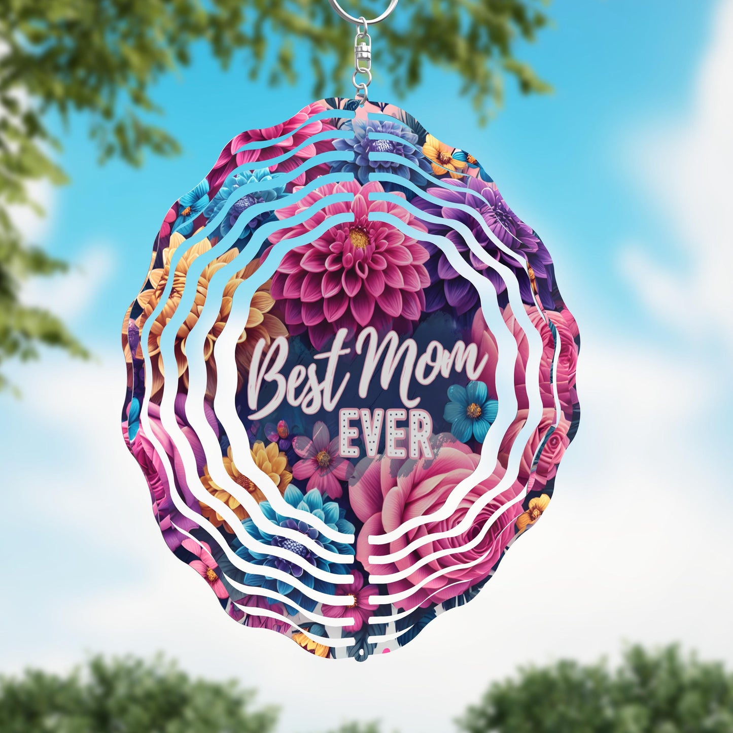 Best Mom Ever Bright Floral Wind Spinner, Mothers Day Gift Flower Wind Sun Catcher, Gardener Gift, Garden Lover Gift