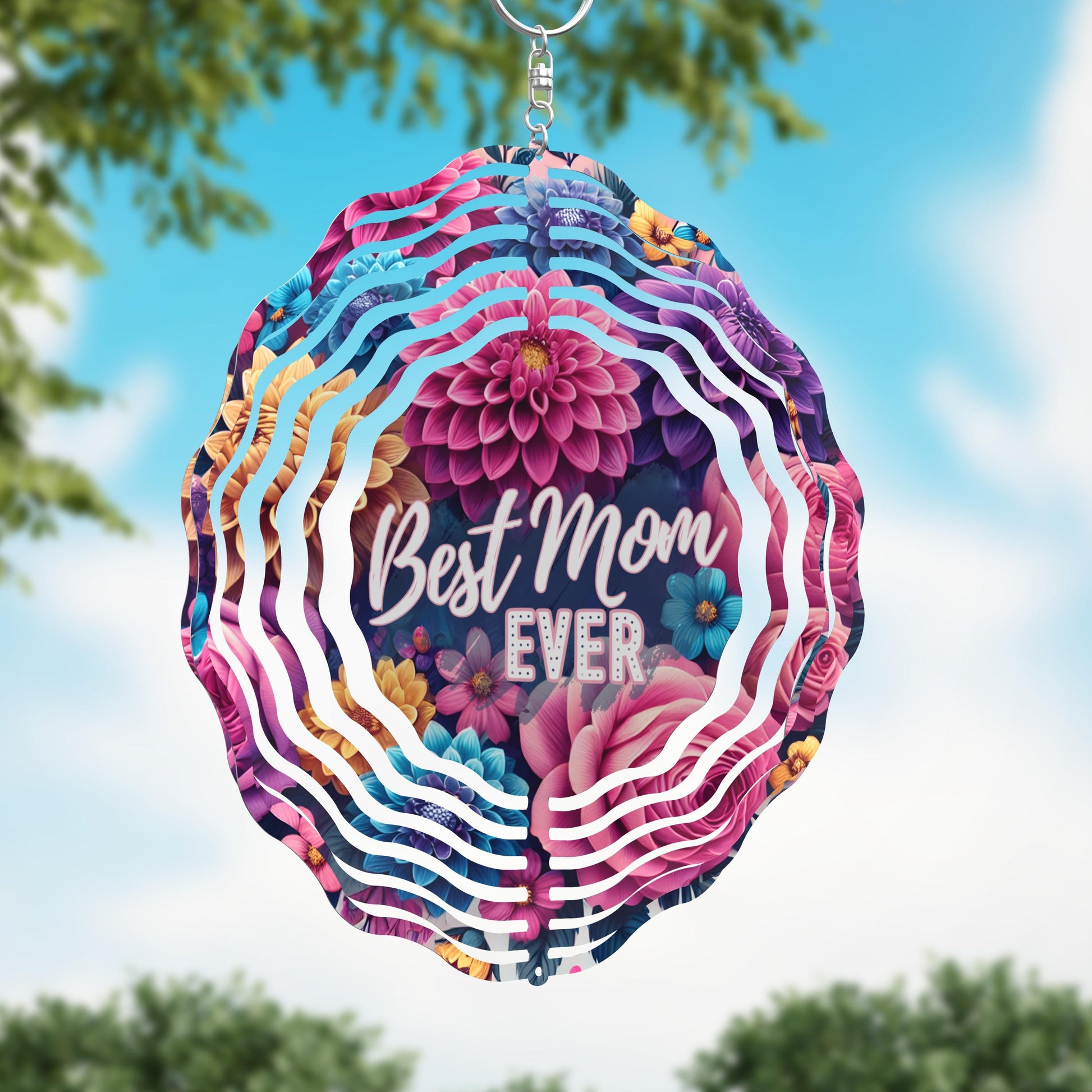 Best Mom Ever Bright Floral Wind Spinner, Mothers Day Gift Flower Wind Sun Catcher, Gardener Gift, Garden Lover Gift