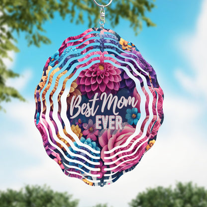Best Mom Ever Bright Floral Wind Spinner, Mothers Day Gift Flower Wind Sun Catcher, Gardener Gift, Garden Lover Gift