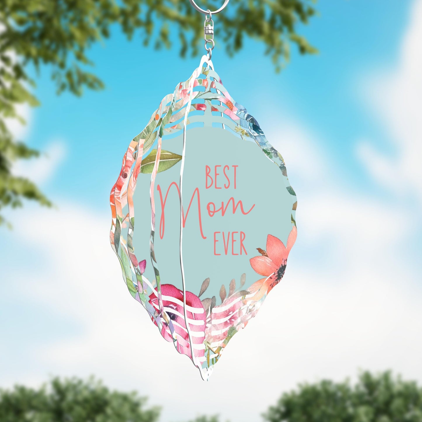 Best Mom Ever Pastel Floral Wind Spinner, Mothers Day Gift Flower Wind Sun Catcher, Gardener Gift, Garden Lover Gift