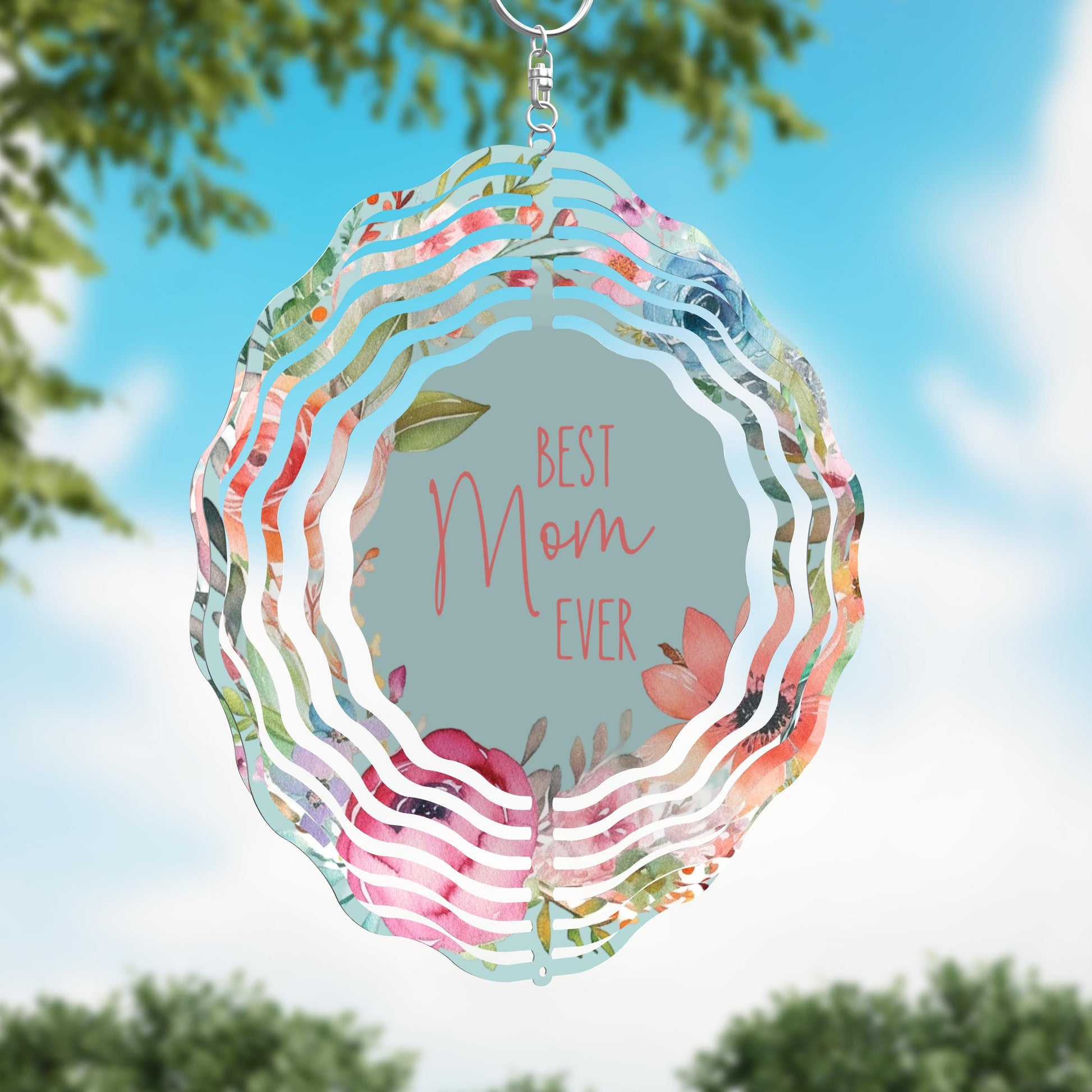 Best Mom Ever Pastel Floral Wind Spinner, Mothers Day Gift Flower Wind Sun Catcher, Gardener Gift, Garden Lover Gift