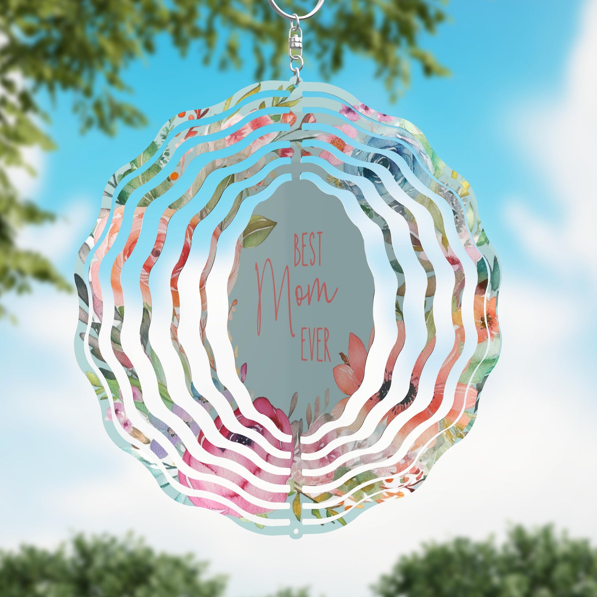 Best Mom Ever Pastel Floral Wind Spinner, Mothers Day Gift Flower Wind Sun Catcher, Gardener Gift, Garden Lover Gift