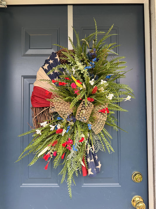 Patriotic Americana Wreath for Front Door