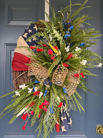 Patriotic Americana Wreath for Front Door