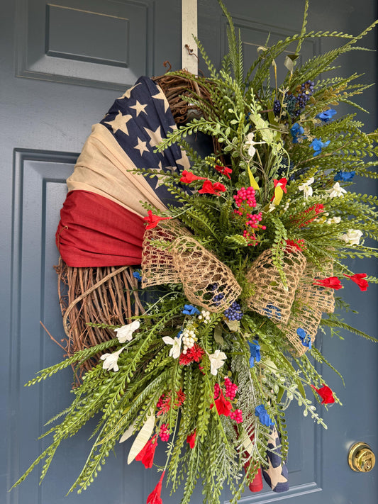 Patriotic Americana Wreath for Front Door