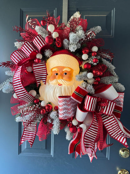 Vintage Santa Christmas Wreath
