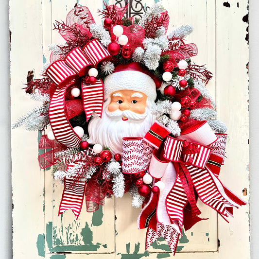 Vintage Santa Christmas Wreath