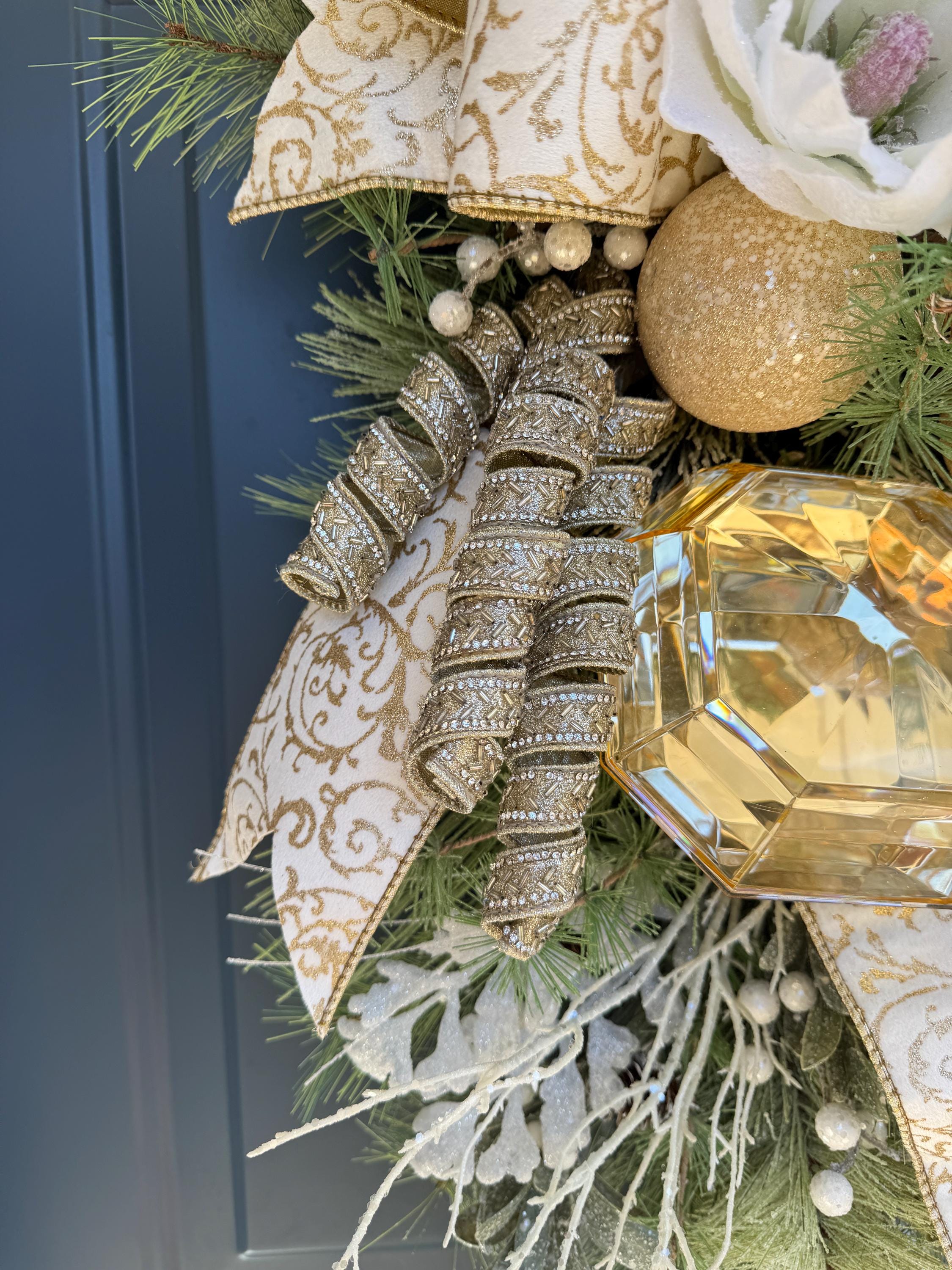 Gold and White Magnolia Christmas Wreath – Simply LaMayed