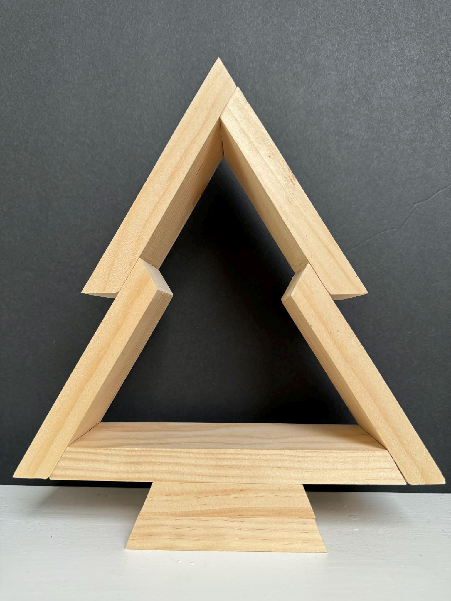 Handmade Wood Christmas Tree, Unfinished Natural Wooden Farmhouse Style Tabletop Tree, Minimalist Holiday Decor