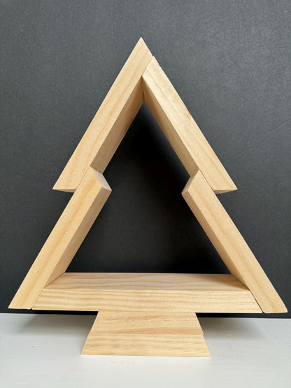 Handmade Wood Christmas Tree, Unfinished Natural Wooden Farmhouse Style Tabletop Tree, Minimalist Holiday Decor