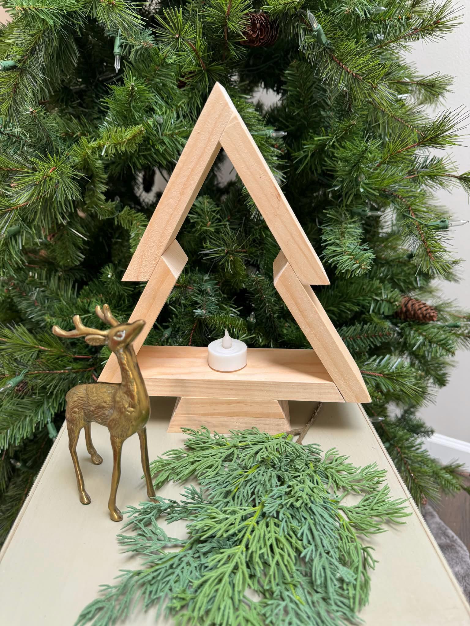 Handmade Wood Christmas Tree, Unfinished Natural Wooden Farmhouse Style Tabletop Tree, Minimalist Holiday Decor