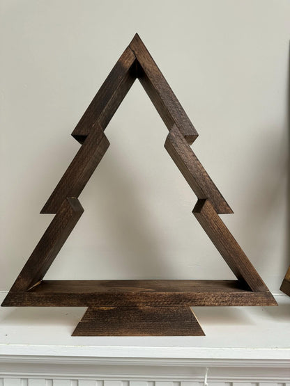 Handcrafted Wood Christmas Tree, Stained or Painted Wooden Farmhouse Style Tabletop Tree, Minimalist Holiday Decor