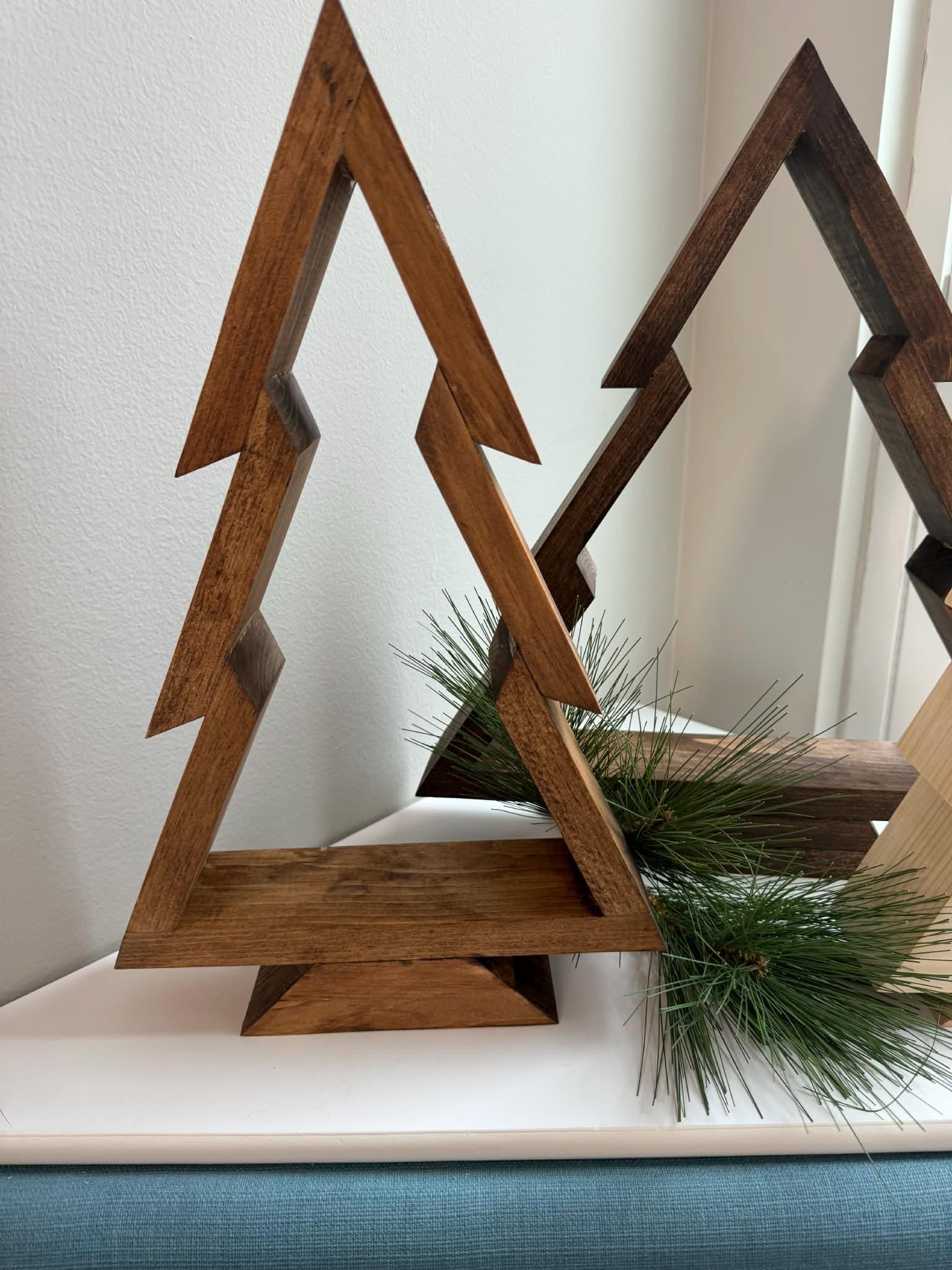 Handcrafted Wood Christmas Tree, Stained or Painted Wooden Farmhouse Style Tabletop Tree, Minimalist Holiday Decor