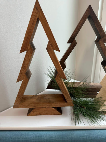 Handcrafted Wood Christmas Tree, Stained or Painted Wooden Farmhouse Style Tabletop Tree, Minimalist Holiday Decor