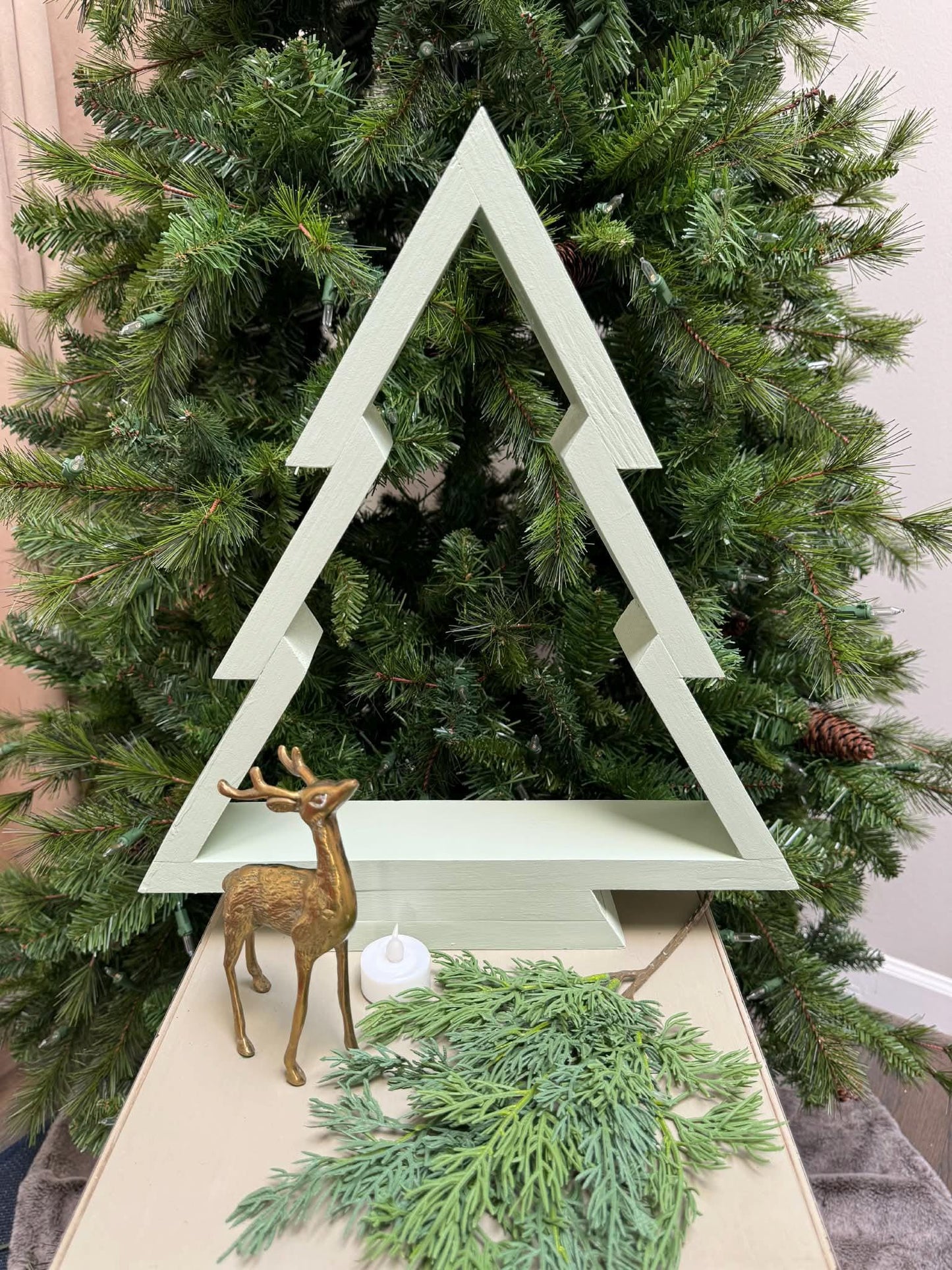 Handcrafted Wood Christmas Tree, Stained or Painted Wooden Farmhouse Style Tabletop Tree, Minimalist Holiday Decor