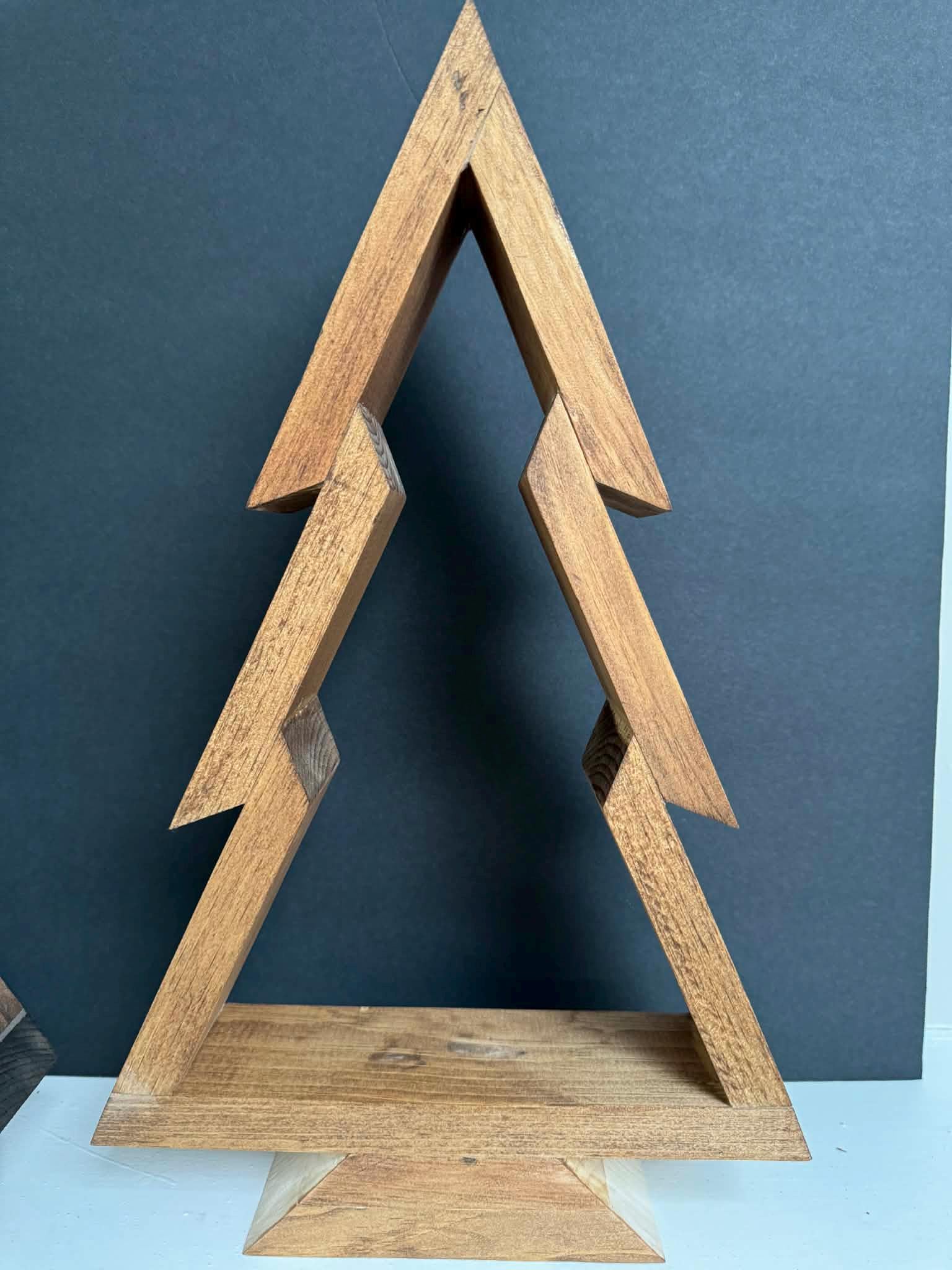 Handcrafted Wood Christmas Tree, Stained or Painted Wooden Farmhouse Style Tabletop Tree, Minimalist Holiday Decor
