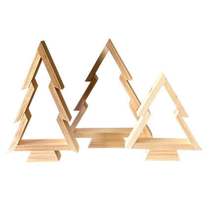 Handmade Wood Christmas Tree, Unfinished Natural Wooden Farmhouse Style Tabletop Tree, Minimalist Holiday Decor