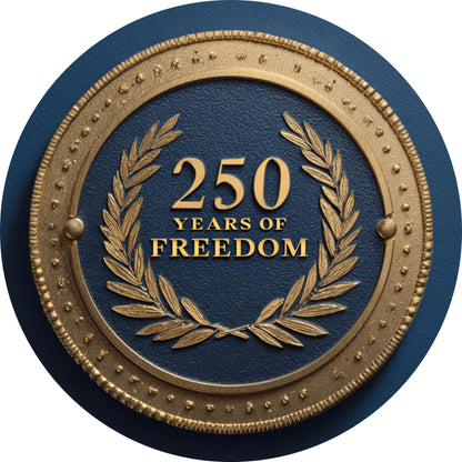 250th Anniversary USA Metal Wreath Sign, United States Patriotic 250 Years of Freedom Wall Decor, Fourth of July Round Door Hanger Gift