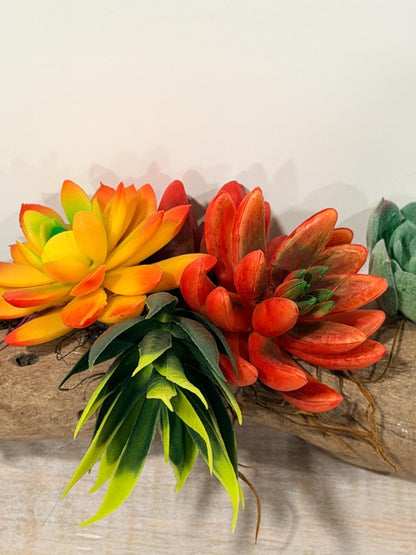 Succulent Driftwood Arrangement, Faux Succulent Centerpiece, Rustic Wood Table Decor, Modern Boho Home Accent, Coastal Farmhouse Decor