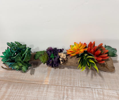 Succulent Driftwood Arrangement, Faux Succulent Centerpiece, Rustic Wood Table Decor, Modern Boho Home Accent, Coastal Farmhouse Decor