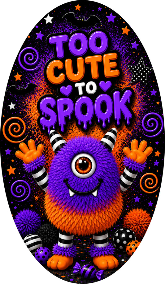 Purple Orange Monster Spook Oval Wreath Sign